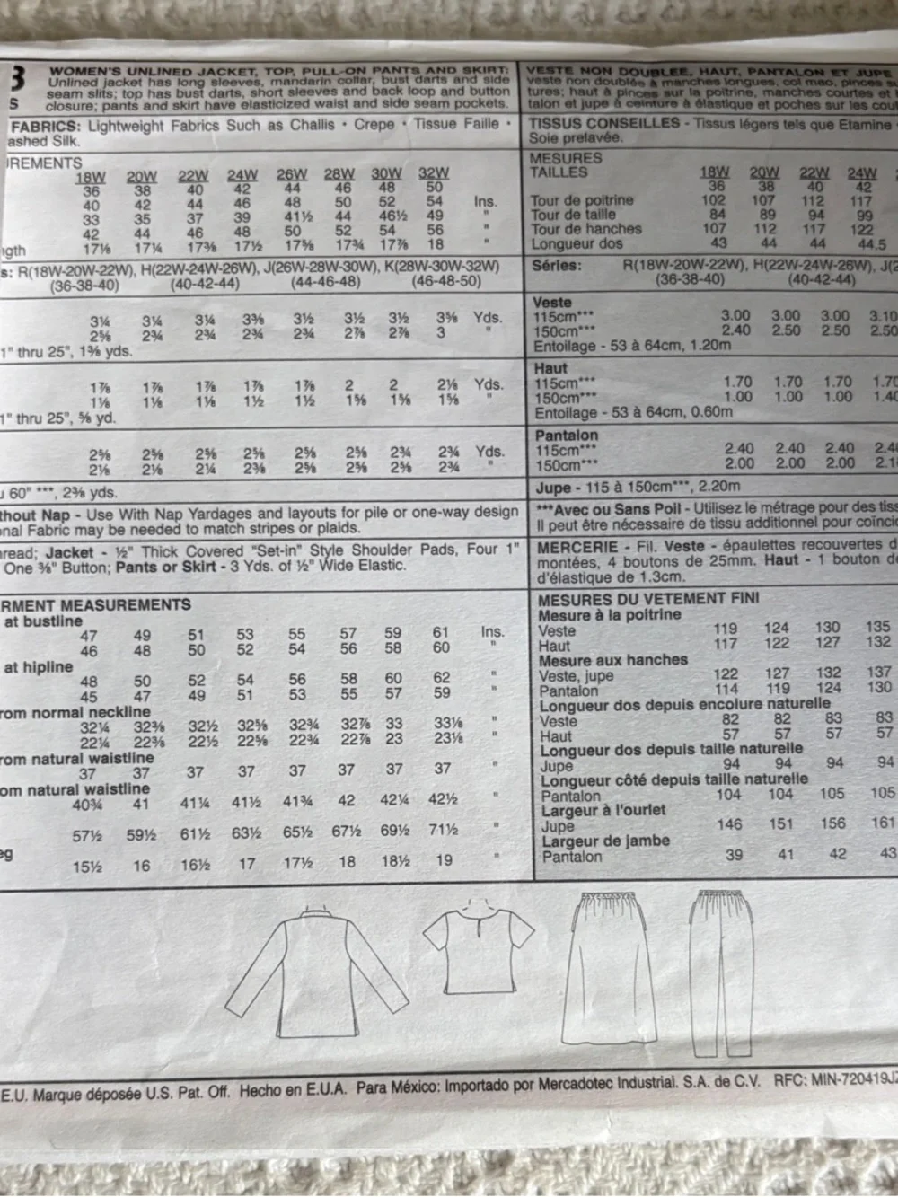 Easy McCalls Woman Style Pattern 2098 K for Women’s Entire Outfit